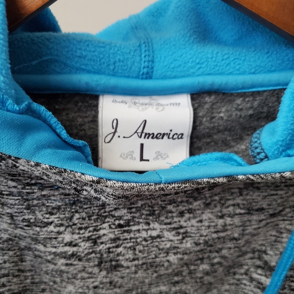 Cozy Blue & Heathered Gray Colorblock Pullover Hoodie Sweatshirt - Picture 4 of 7